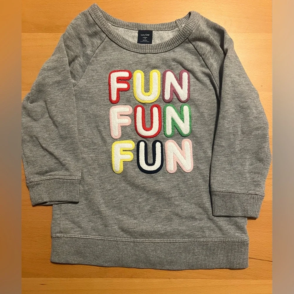 Like New BabyGap Gray Sweatshirt with Colorful 'FUN' Design